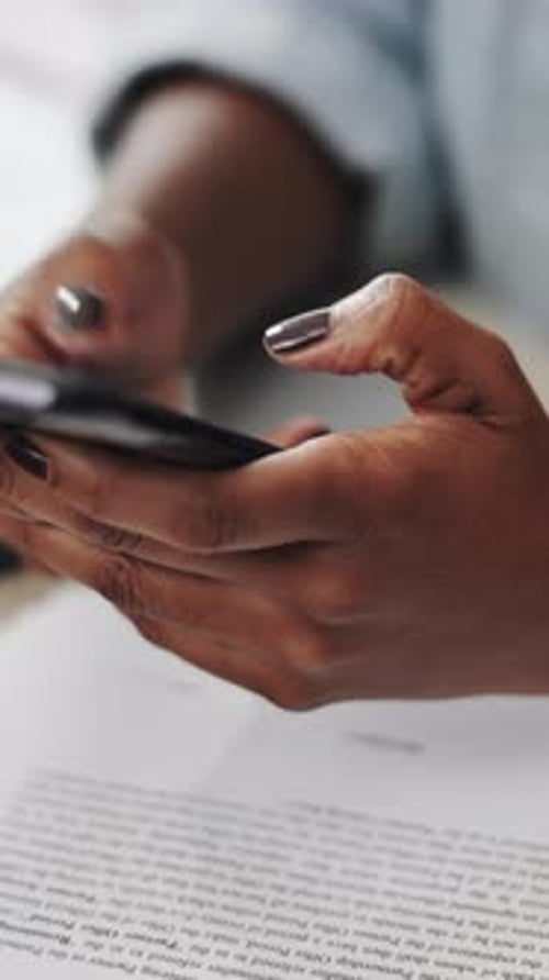 Close Up of Hands Typing on Mobile Phone