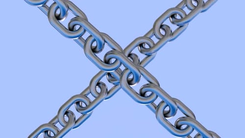 Two Glossy Chain Diagonally Moving Seamless Loop Animation