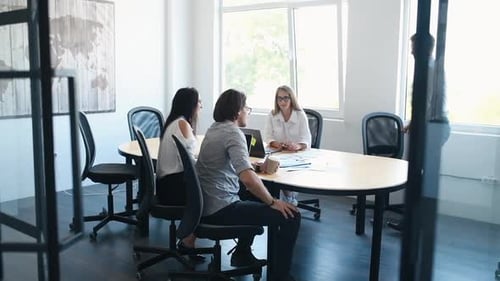 Young business people in formal clothesworking in the office with documents