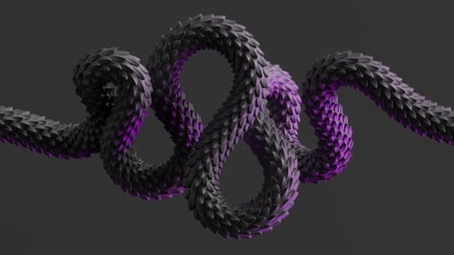 Serpent noir animé abstrait illuminé par un néon latéral rose