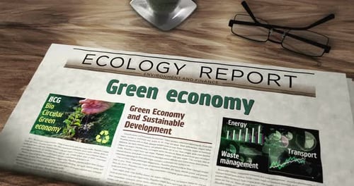 Green economy eco friendly economy newspaper on table