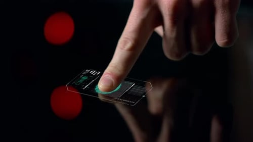 Finger Taps Holographic Access Point at Night