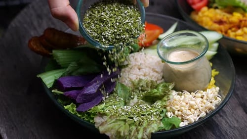 Delicious Superfood is Sprinkled with Hemp Seeds for the Best Taste and Saturation with Vitamins and