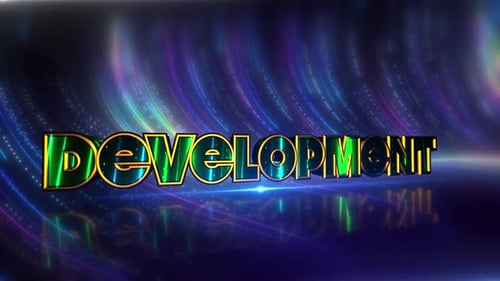 Development Futuristic Neon Text On Cybernetic Canvas