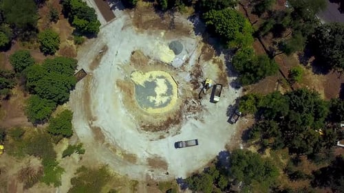 Aerial View of Construction in Urban Park