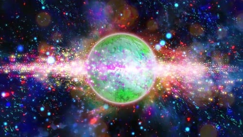 Abstract Colorful Planet and Cosmic Nebula Sparkle Animation