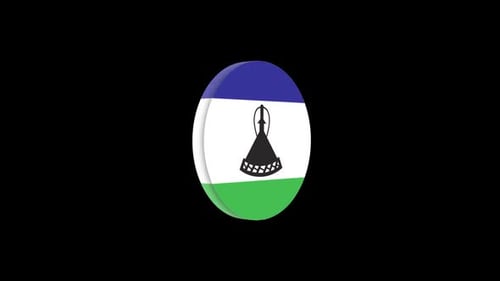 Animated 3D Lesotho Flag Spinning Circle Reveal
