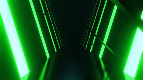 Green And Pink Neon Strobe Corridor With Asymmetrical Frames Background Vj Loop I 4K