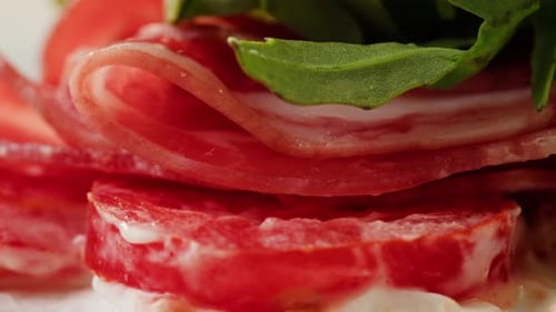 Delicious Croissant Sandwich Made with Egg and Avocado and Salmon Traditional French Cuisine France