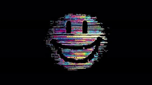 Glitch Smiley Face Digital Error Loop Animation