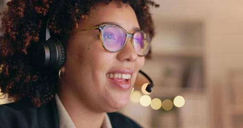 Call center, virtual assistant or friendly woman consultant at telecom customer services help desk