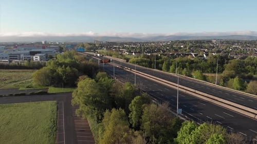 Motorway route road empty during lockdown Dublin aerial