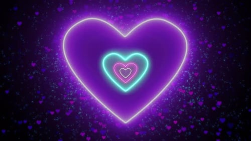Pulsating Neon Hearts Tunnel Loop Background