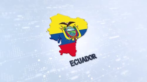 Animated 3D Map of Ecuador with Flag and Text