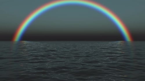 Rainbow reflectd in black sea ocean