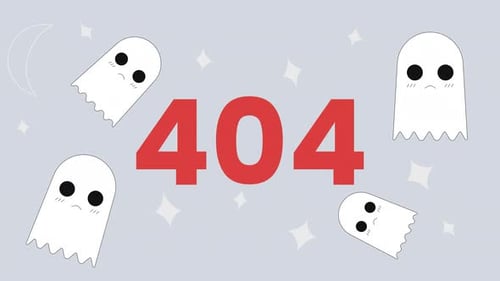 Flat Design 404 Error Page Animation with Ghosts