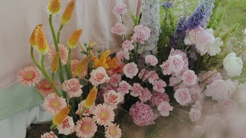 Colorful Flower Arrangement Display for a Wedding