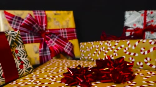 Christmas Presents With Bright Wrapping and Ribbon
