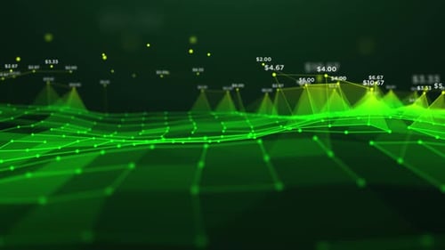 Espace polygonal abstrait avec des points et des lignes, mouvement, arrière-plan de présentation des données commerciales