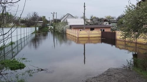 Flooding of Private Houses in Village Overflowing with Water Natural Disasters