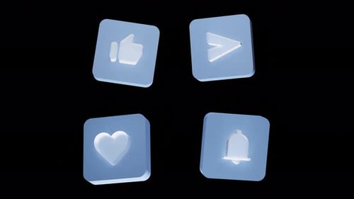 Minimal 3D Social Media Icons Interaction Animation
