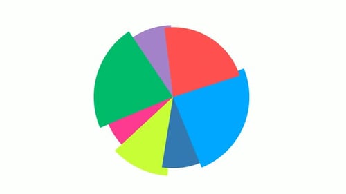 Animated Flat Design Pie Chart Build-Up with Colorful Segments