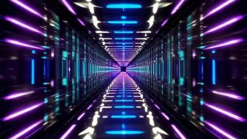 Futuristic Cyber Tunnel Neon Light Motion Graphics