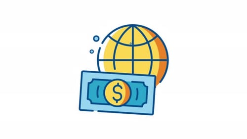 Animated Globe and Money Icon for Global Business