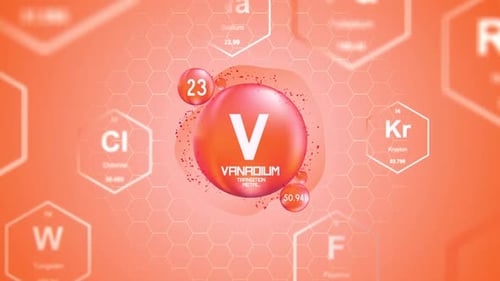 Animated Vanadium Element Display with Scientific Data