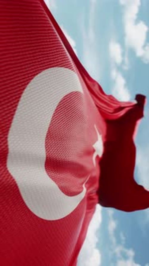 Wavy Flag of Turkey Blowing in the Wind in Slow Motion Waving Official Turkish Flag Team Symbol