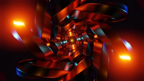 Spiraltunnelbänder, Kernleuchten, metallischer kaleidoskopischer Neonwirbel, glühende Schleife