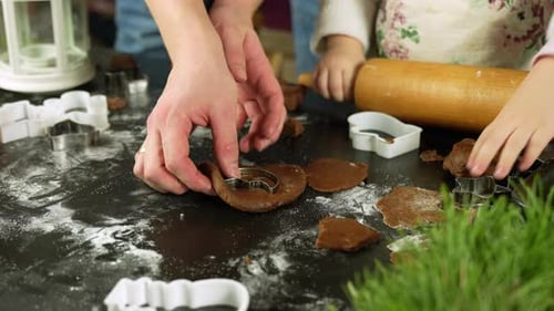 Family Baking Festive Cookies Together at Home