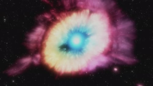 Erkundung eines farbenfrohen kosmischen Nebels mit sanften Effekten im Weltraum