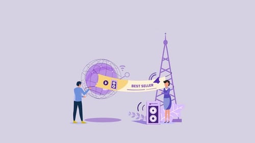 Flat Design Global Communication Marketing Animation