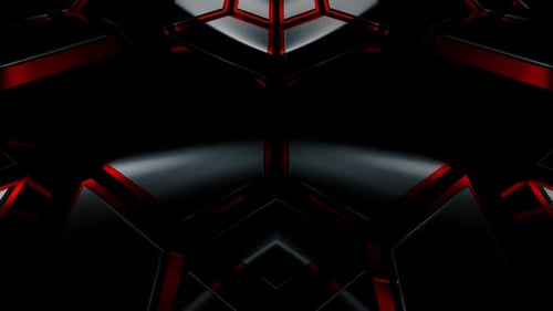 Seamless Loop of Dark Hexagons with Red Sci-fi Glow