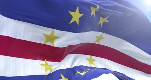 Realistic Waving Flag of Cape Verde with Sunlight