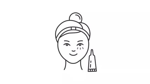 Woman Applying Skincare Cream Flat Design Animation