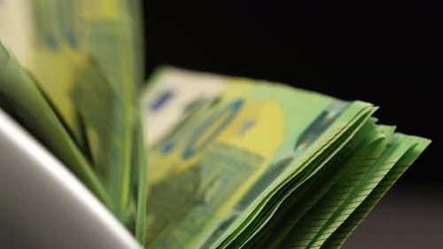 Money Counter Counts Euro Bills