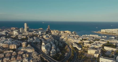 Aerial View of St Julians Malta with Urban Cityscape