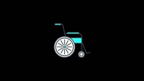 Animated Wheelchair Line Icon for Medical Content