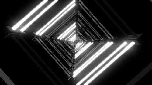 Animación de túneles futuristas sin fin con brillantes luces de neón