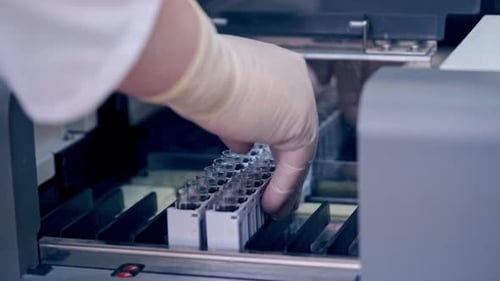 Placing Test Tubes in Laboratory Machine