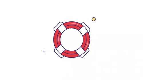 Flat Design Lifebuoy Icon Animation for Safety and Help