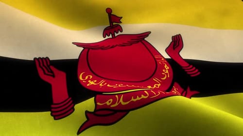 Brunei National Flag Waving Seamless Loop Animation