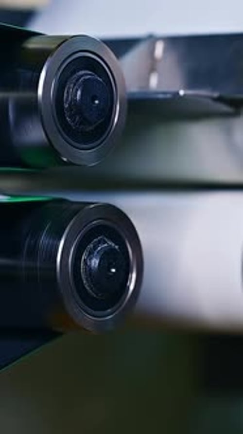 Roller rotation automated production. Factory technological producing diapers.
