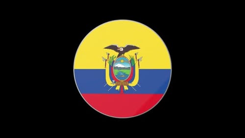 Glossy 3D Ecuador Flag Spinning Icon Animation