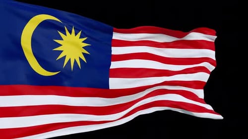 Realistic Waving Malaysian Flag Animation on Black Background