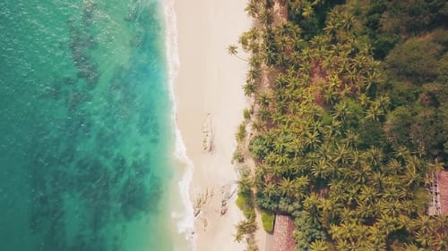 Amanwella beach south coast of Sri Lanka tropical paradise ocean and sand drone footage