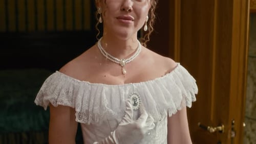 Portrait of Elegant Young Lady with Pendant in Ornate Room