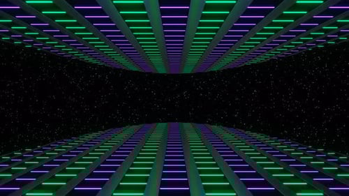 Purple And Turquoise Neon Space Balcony Background Vj Loop In 4K
